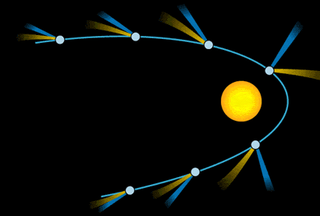 Illustration for article titled La luna y un cometa de dos colas reunidos en una imagen espectacular